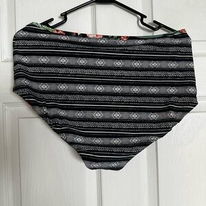 Black and White Striped High-Waisted Bikini Bottom